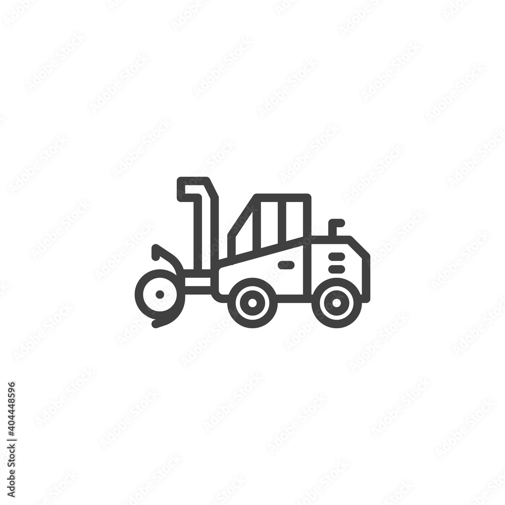 Snow cleaning machine line icon. linear style sign for mobile concept and web design. Snow removal truck outline vector icon. Symbol, logo illustration. Vector graphics