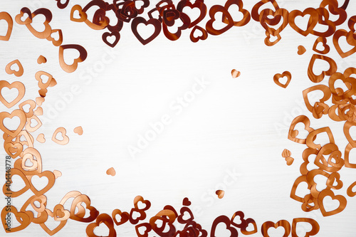 Day of love, romance, Heart frame on white wooden background