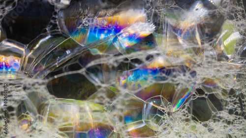 lose - up soap bubble image, unknown planet, chaos of color, science fiction