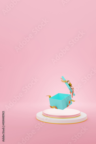 open gift box blue color and pink