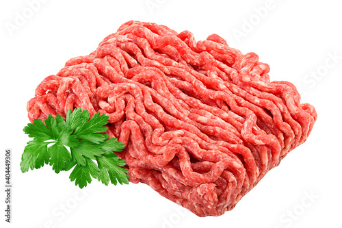 minced meat, pork, beef, forcemeat, clipping path, isolated on white background, full depth of field photo