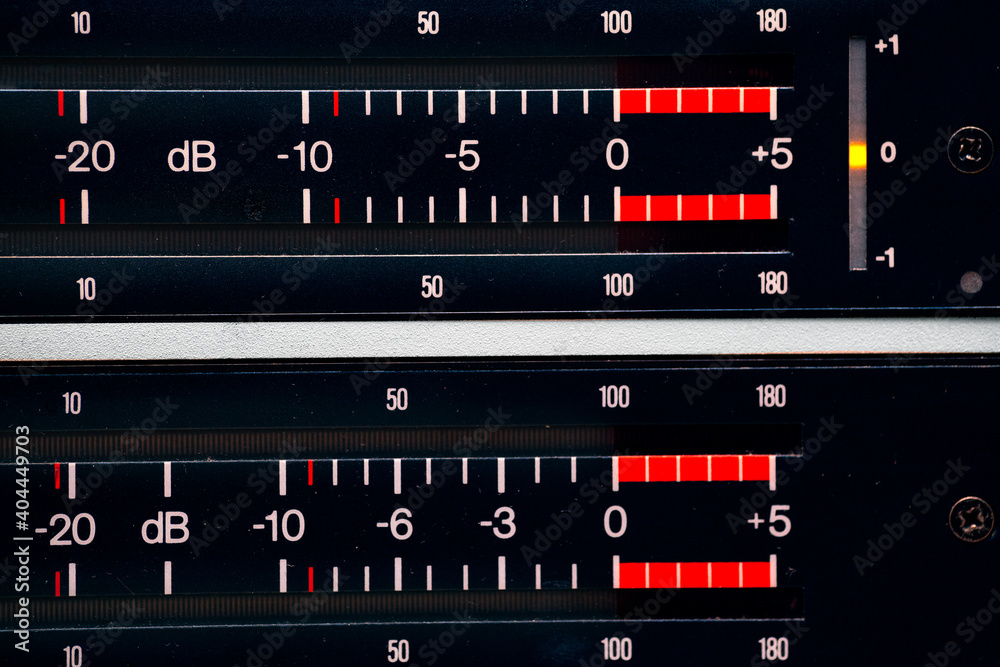 Analog Sound volume level indicator of mixing console 