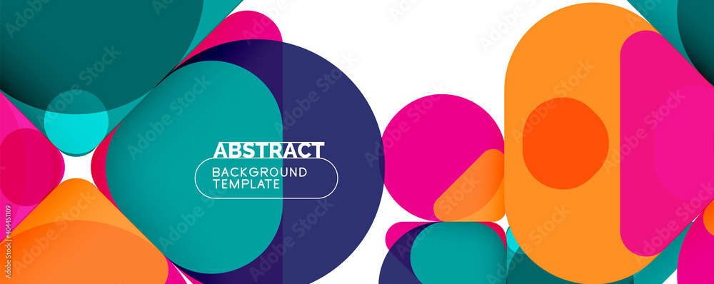 Flat geometric round shapes and dynamic lines, abstract background. Vector illustration for placards, brochures, posters and banners Flat geometric round shapes and dynamic lines, abstract background. Vector illustration for placards, brochures, posters and banners