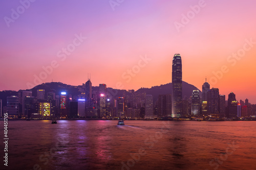 Victoria harbour during twilight, Hong Kong, China
