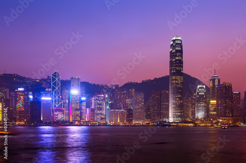 Victoria harbour during twilight  Hong Kong  China