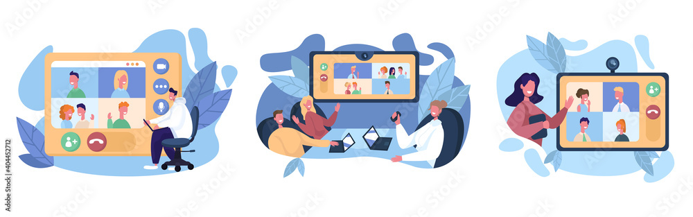 Fototapeta premium Set of web video conference