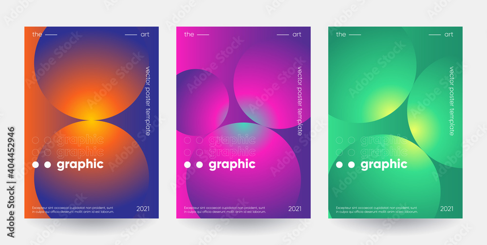 Posters set with gradient shapes composition. Eps10 vector.