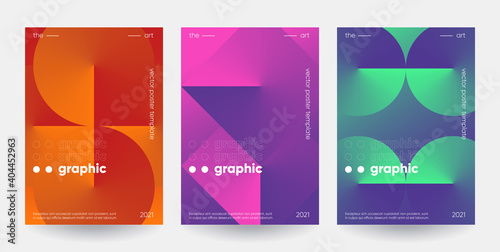Posters set with gradient shapes composition. Eps10 vector.