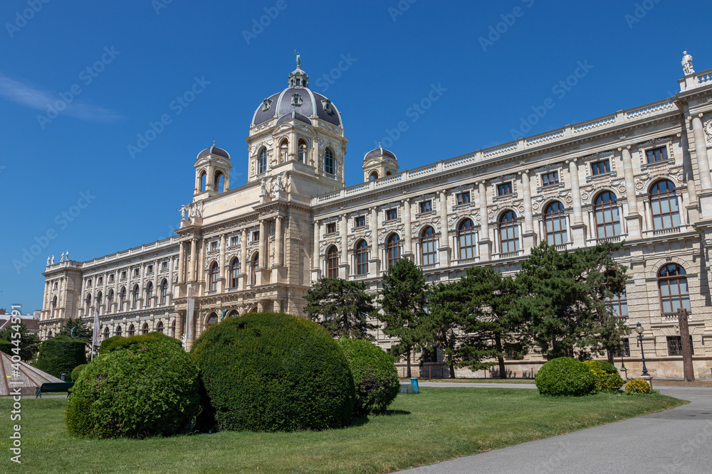 Natural history museum in the center of Vienna. Maria Theresa square in summer.