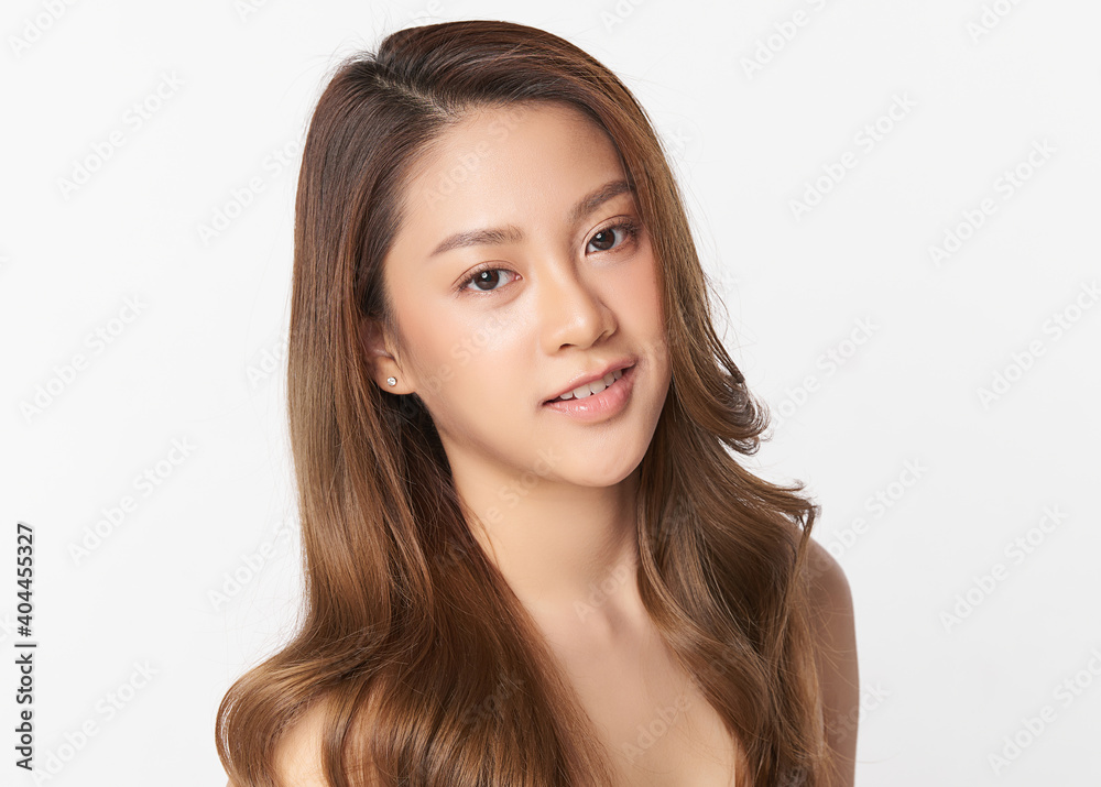 Beautiful young asian woman with clean fresh skin on white background, Face care, Facial treatment, Cosmetology, beauty and spa, Asian women portrait Beautiful young asian woman with clean fresh skin on white background, Face care, Facial treatment, Cosmetology, beauty and spa, Asian women portrait