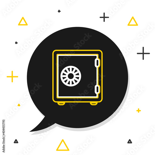Line Safe icon isolated on white background. The door safe a bank vault with a combination lock. Reliable Data Protection. Colorful outline concept. Vector.