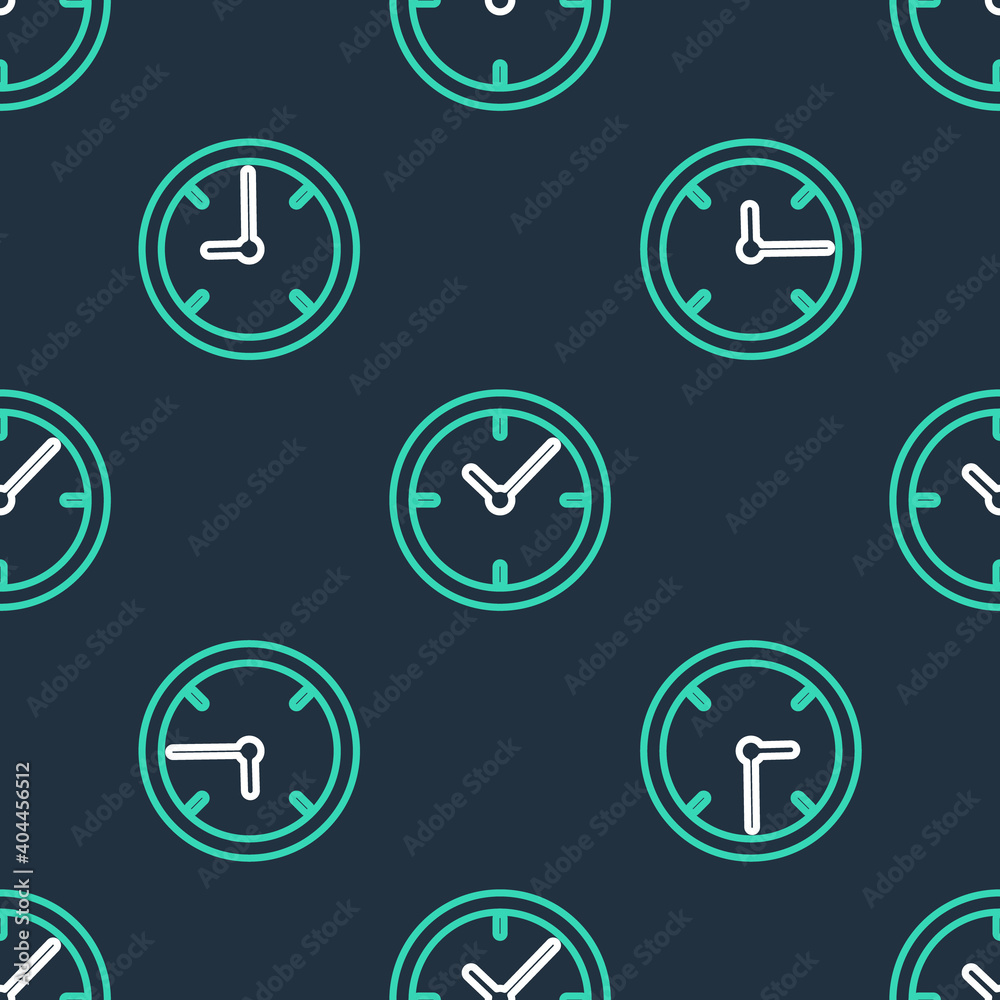Line Clock icon isolated seamless pattern on black background. Time timer sign. Vector. Line Clock icon isolated seamless pattern on black background. Time timer sign. Vector.