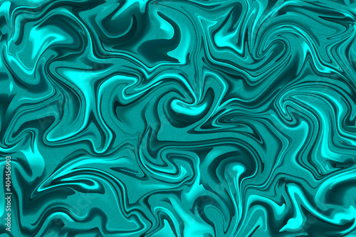 Abstract background illustration of teal and glitter liquid paint swirls