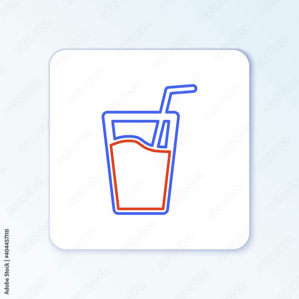 Line Glass with water and tube for drinking icon isolated on white background. Soda glass. Colorful outline concept. Vector. Line Glass with water and tube for drinking icon isolated on white background. Soda glass. Colorful outline concept. Vector.
