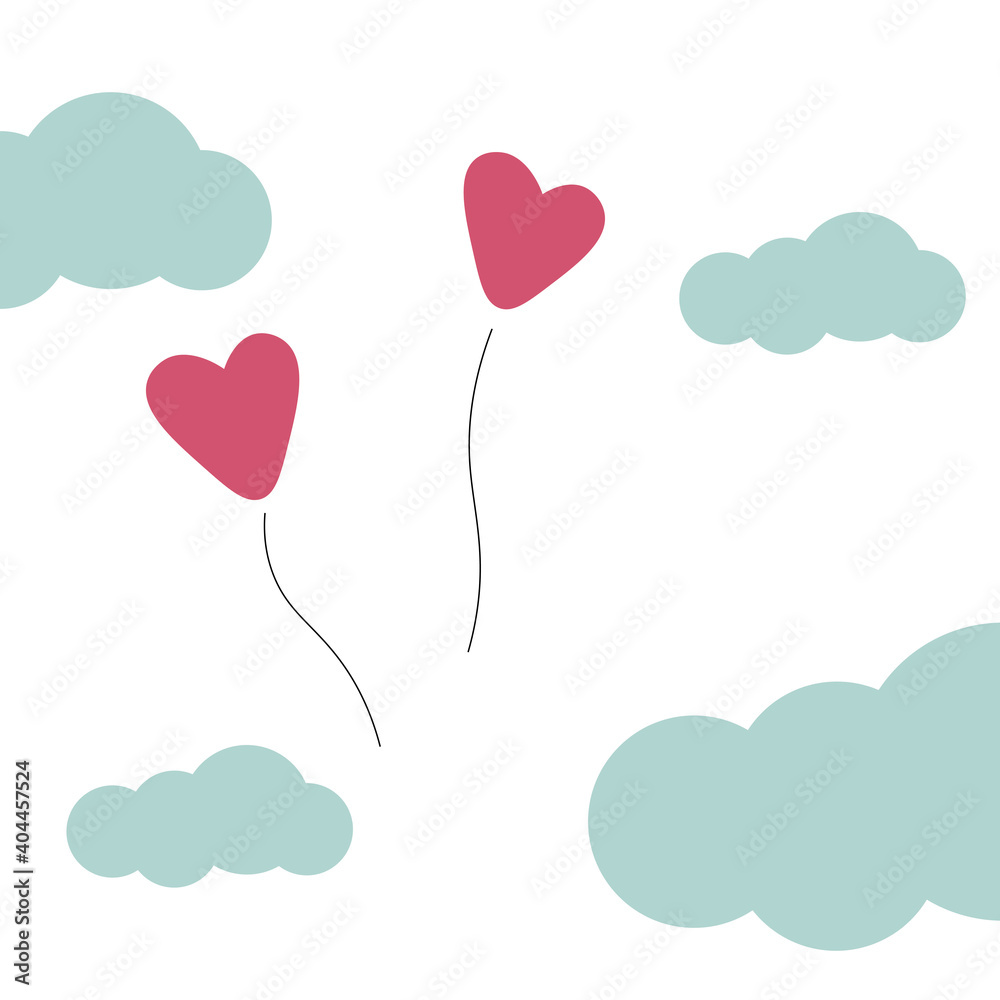Valentines day card with hearts in sky, vector illustration Valentines day card with hearts in sky, vector illustration