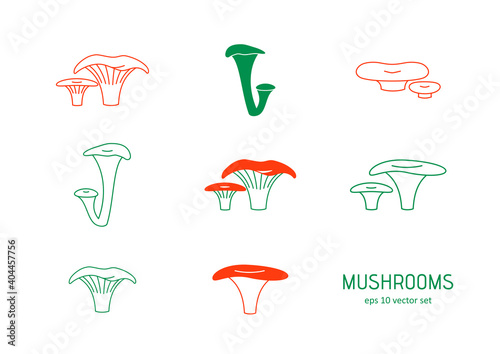 Mushroom - vector icons set.