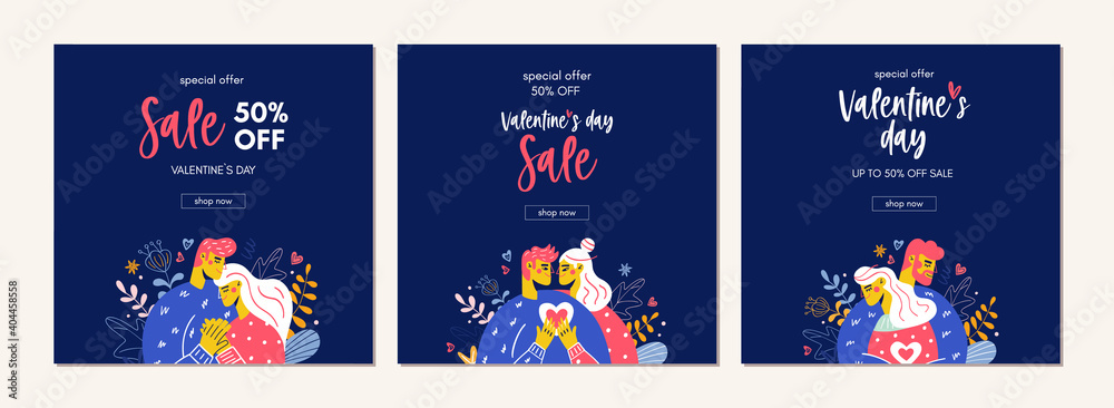 Happy Valentines Day sale offer Trendy card