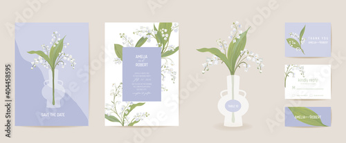 Lily flowers watercolor wedding card. Vector spring floral invitation. Rustic floral blossom. Boho template frame