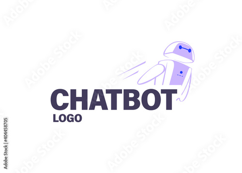 Chat bot service logo design and virtual support and communication concept. Vector flat illustration.