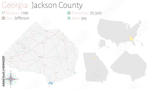 Large and detailed map of Jackson county in Georgia  USA.