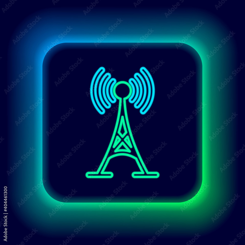 Glowing neon line Antenna icon isolated on black background. Radio antenna wireless. Technology and network signal radio antenna. Colorful outline concept. Vector. Glowing neon line Antenna icon isolated on black background. Radio antenna wireless. Technology and network signal radio antenna. Colorful outline concept. Vector.