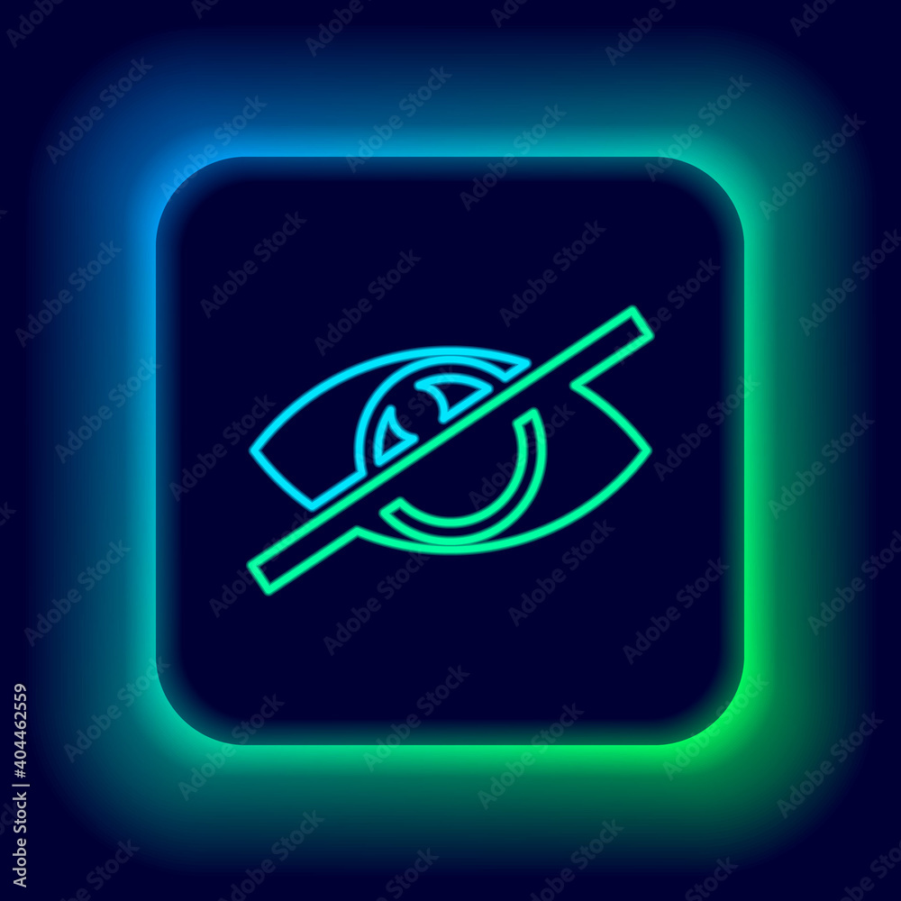 Glowing neon line Invisible or hide icon isolated on black background. Colorful outline concept. Vector. Glowing neon line Invisible or hide icon isolated on black background. Colorful outline concept. Vector.