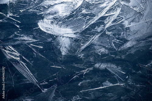 Transparent ice crystals texture cracked background
