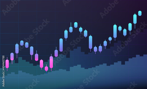 Background with financial charts. Neon colors. The concept of analytics, business or trading on the financial exchange. Vector.