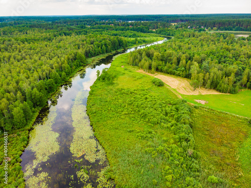 Krutynia river Masuria, Poland. Aerial view © Voyagerix