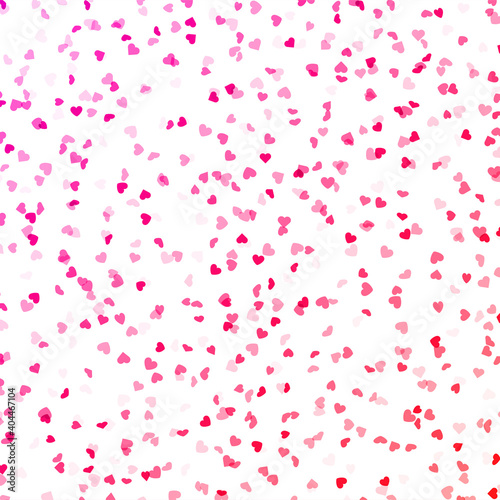 Pink hearts confetti pattern background.