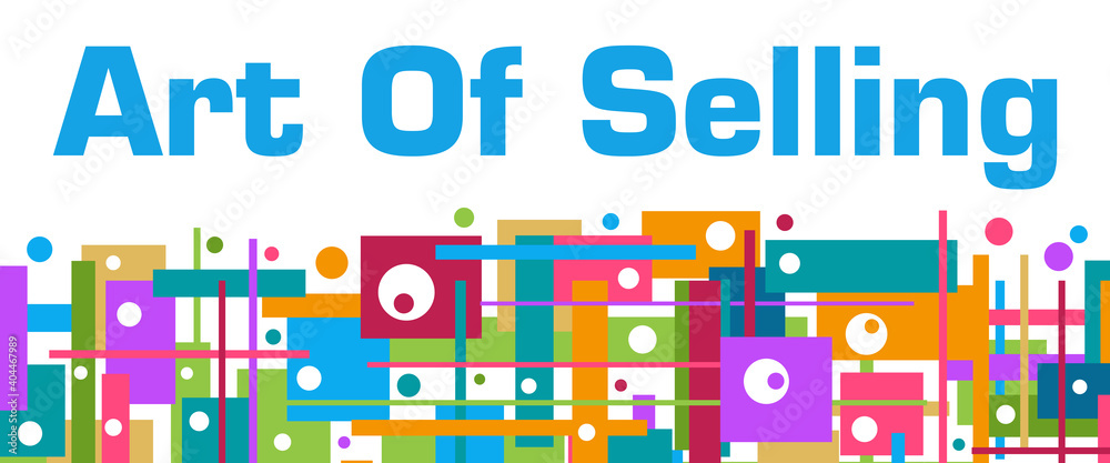 Art Of Selling Colorful Random Squares Bottom Background Text 