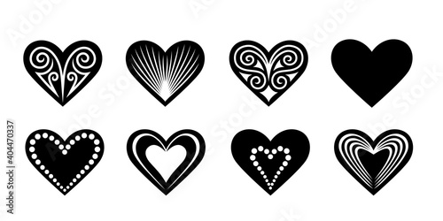 Valentine vector design elements. Hearts for laser cut