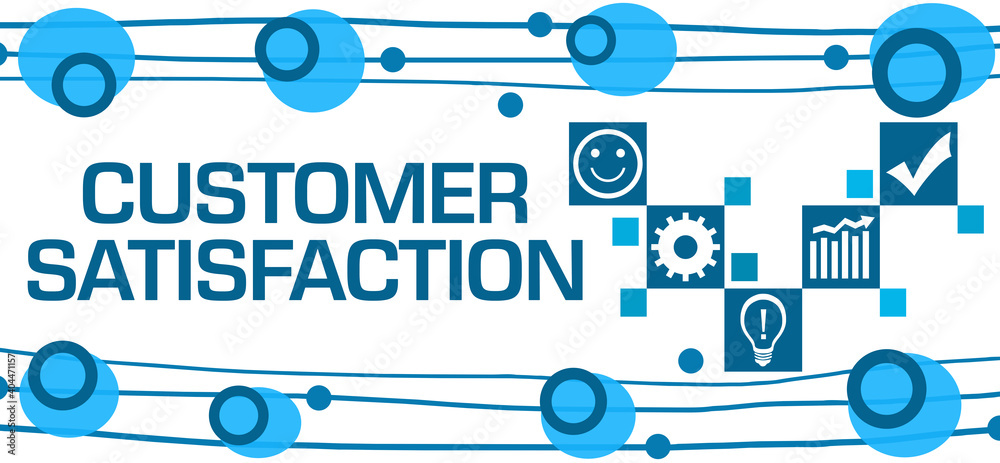 Customer Satisfaction Blue Lines Boxes Business Symbols Customer Satisfaction Blue Lines Boxes Business Symbols