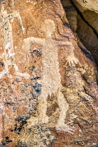 Petroglyph at Yerba Buenas near San Pedro de Atacama in Chile photo