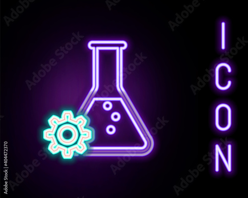 Glowing neon line Bioengineering icon isolated on black background. Element of genetics and bioengineering icon. Biology, molecule, chemical icon. Colorful outline concept. Vector.