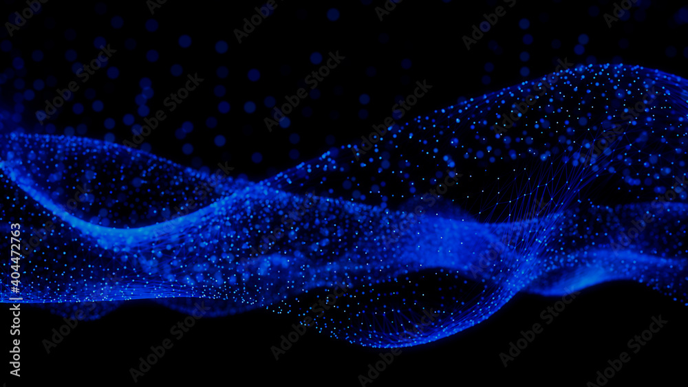 Medical Innovation concept. Scientific information represented as a High Tech Futuristic Particle Network. Abstract background. 3D render Medical Innovation concept. Scientific information represented as a High Tech Futuristic Particle Network. Abstract background. 3D render