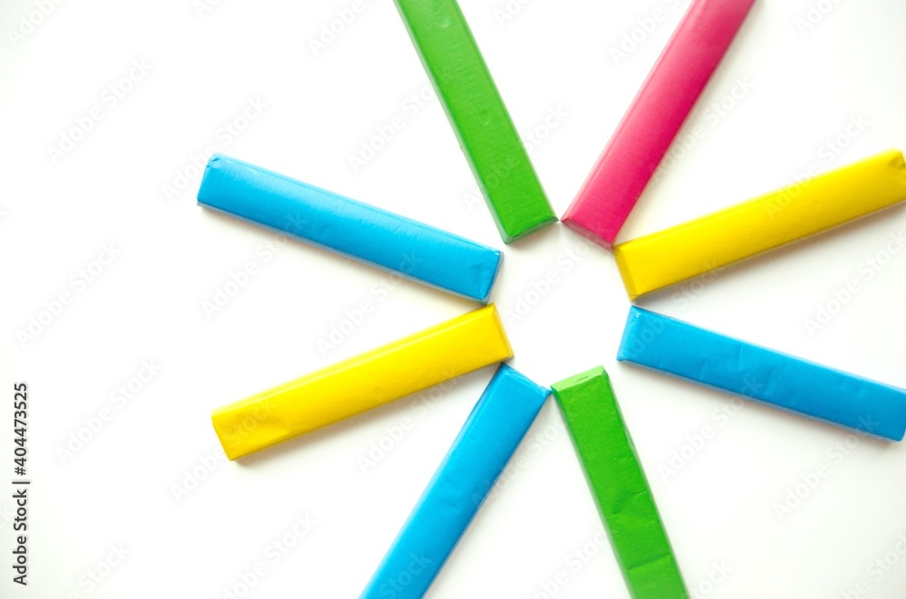 Naklejka premium multicolored rectangles laid out on a white background