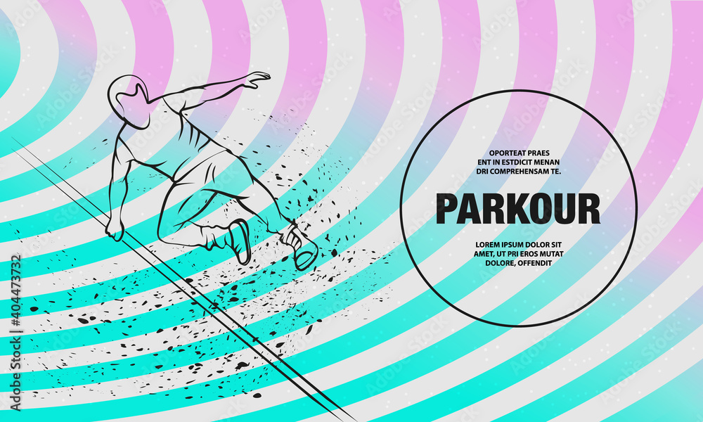 Obraz premium Parkour man jump over an obstacle. Vector outline of Parkour illustration.