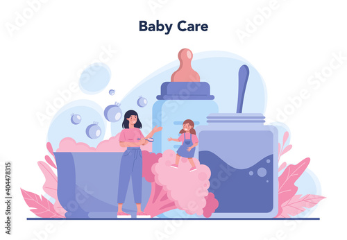 Babysitter service or nanny agency concept. In-home babysitter