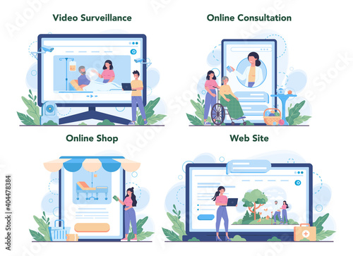 Nurse service online service or platform set. Medical occupation,