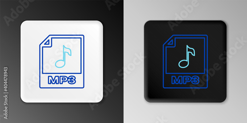 Line MP3 file document. Download mp3 button icon isolated on grey background. Mp3 music format sign. MP3 file symbol. Colorful outline concept. Vector.