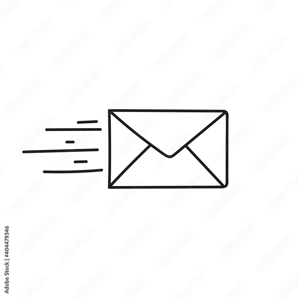 Mail delivery letter icon. Vector envelope symbol in doodle style. Mail delivery letter icon. Vector envelope symbol in doodle style.