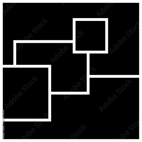 Vector mood board of five frames. Black photo collage templates.