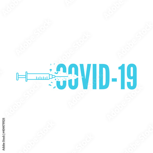 Vector illustration of a syringe with a destructive coronavirus vaccine. Vaccination against covid-19