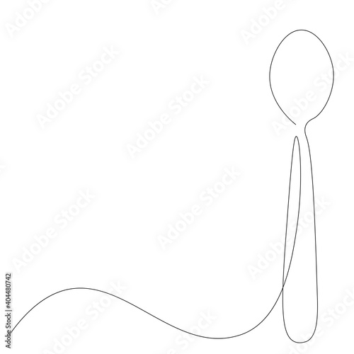 Spoon silhouette line drawing on white background, vector illustration