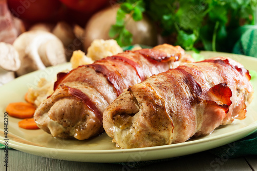 Tableau sur toile Chicken breast stuffed with champignon