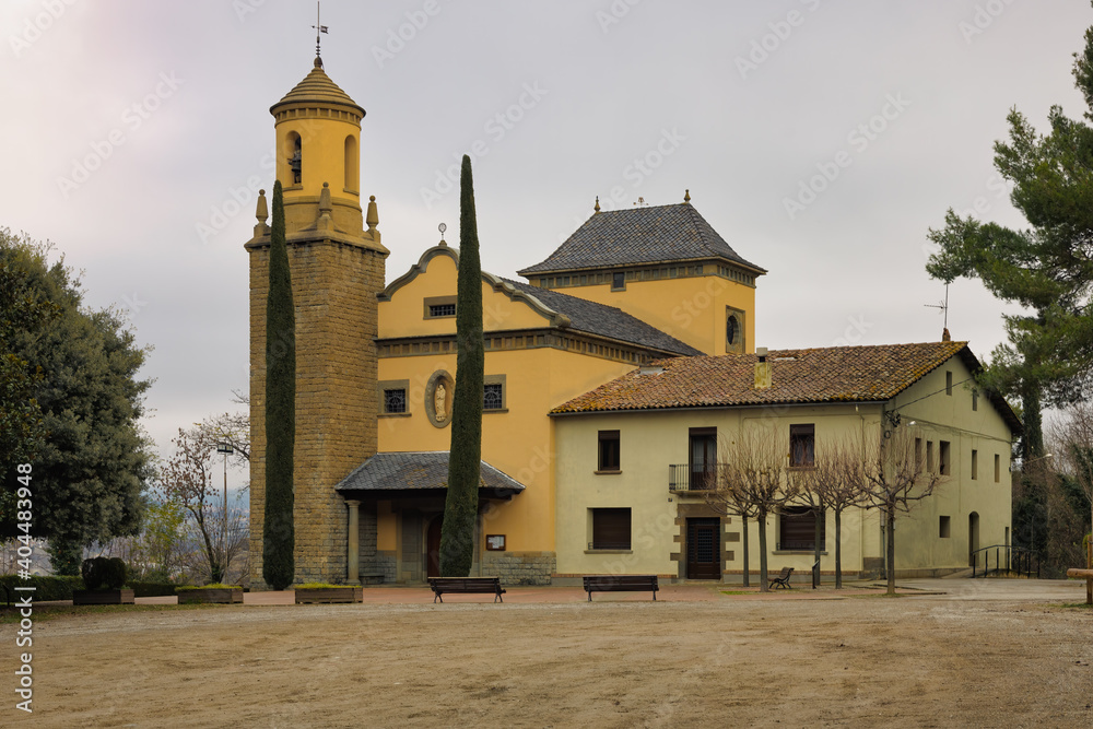 View of the Sanctuary of Rocaprevera in Torello one day in late autumn. Catalonia, Spain View of the Sanctuary of Rocaprevera in Torello one day in late autumn. Catalonia, Spain