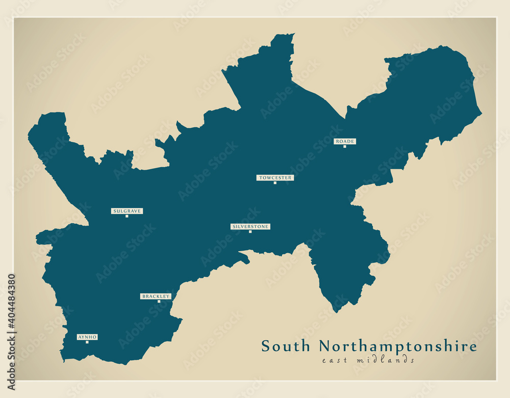Obraz premium South Northamptonshire district map - England UK