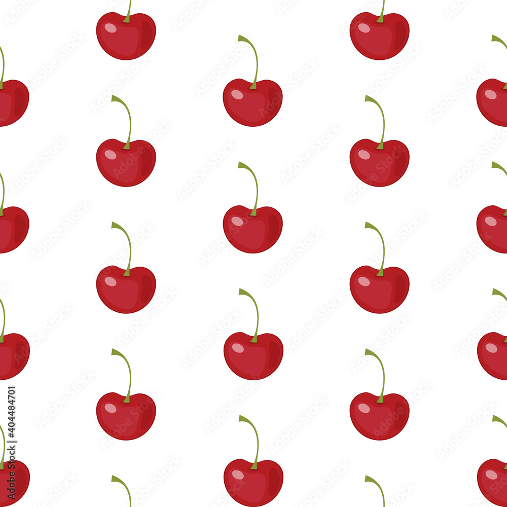 Cherry berry seamless pattern with leaves Cherry berry seamless pattern with leaves