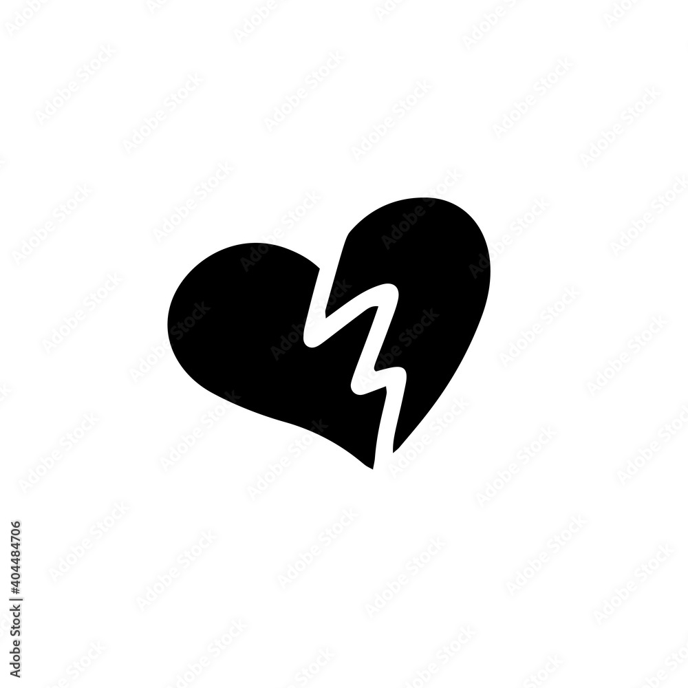 A broken heart isolated on a white background.Vector illustration in doodle style. design for valentine's day A broken heart isolated on a white background.Vector illustration in doodle style. design for valentine's day